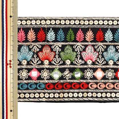 [Aus Menge 5] HandwerkBesätze 『2023 Indischer Stickereibesatz Schwarz x Grün 3146f]