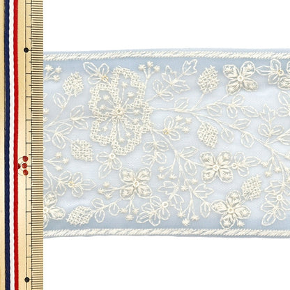 [Aus Menge 5] HandwerkBesätze 『2023 Indischer Stickereibesatz Blue x White 3377d]