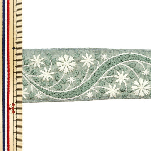 [Aus Menge 5] HandwerkBesätze 『2023 Indischer Stickereibesatz Grün x Grün 46365#2 "