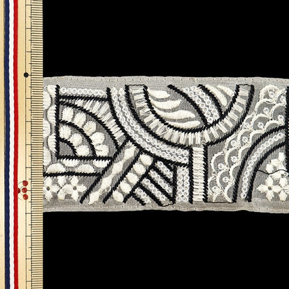 [Aus Menge 5] HandwerkBesätze 『2023 Indischer Stickereibesatz Weiß x weiß 3527f]