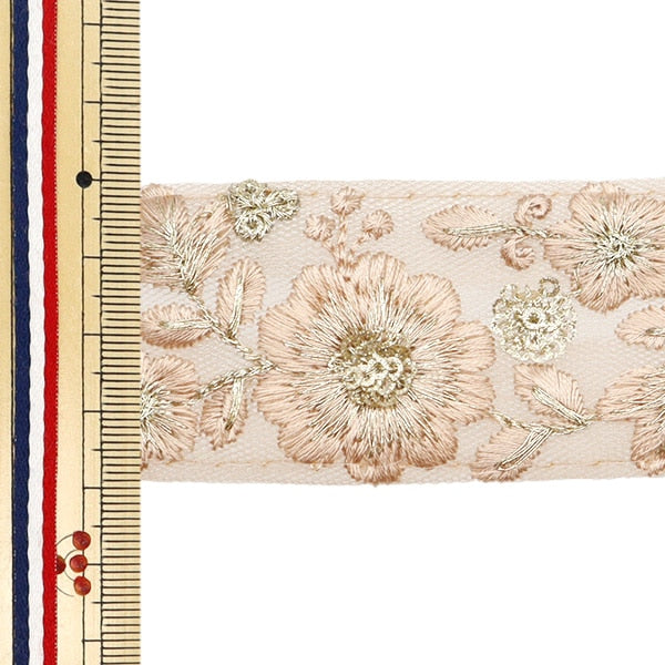 [Aus Menge 5] HandwerkBesätze 『2023 Indischer Stickereibesatz Beige x Beige 372e]