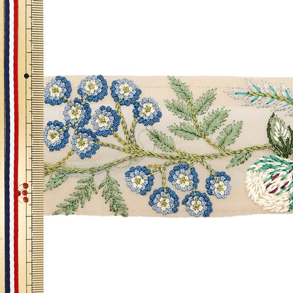 [Aus Menge 5] HandwerkBesätze 『2023 Indischer Stickereibesatz Beige X Blue 777c]