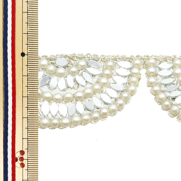 [Aus Menge 5] HandwerkBesätze 『2023 Indischer Stickereibesatz Beige x White 3371#2]