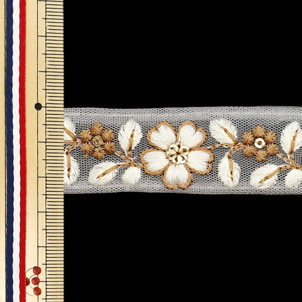 [Aus Menge 5] HandwerkBesätze 『2023 Indischer Stickereibesatz Weiß x Weiß 46194#7]