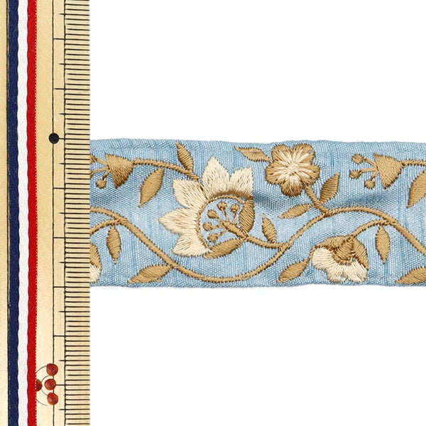 [Aus Menge 5] HandwerkBesätze 『2023 Indischer Stickereibesatz Blue x Beige 2189d]