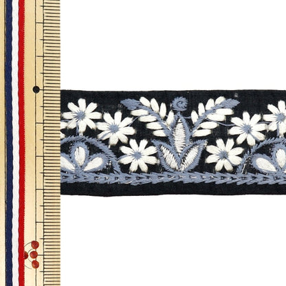 [Aus Menge 5] HandwerkBesätze 『2023 Indischer Stickereibesatz Schwarz x Grau 46284c]