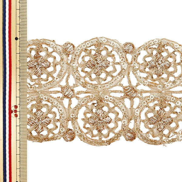 [Aus Menge 5] HandwerkBesätze 『2023 Indischer Stickereibesatz Gold X Gold 3082a]