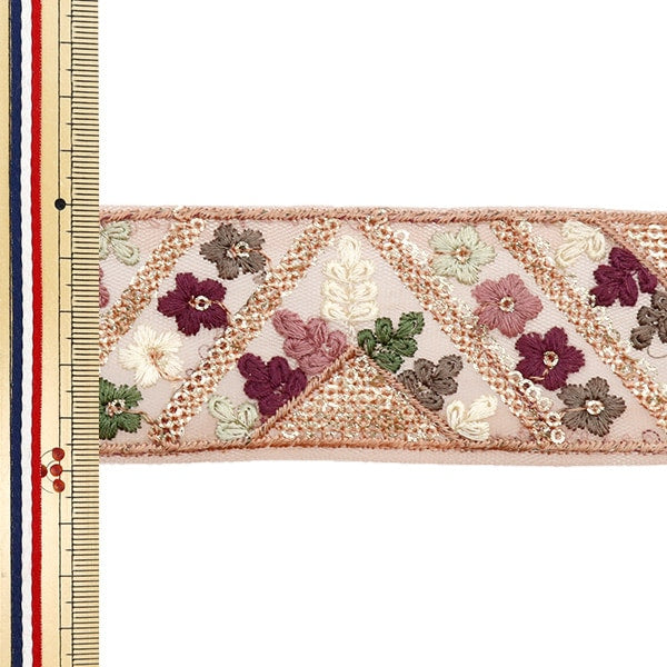 [Aus Menge 5] HandwerkBesätze 『2023 Indischer Stickereibesatz Pink X Purple 3218b]