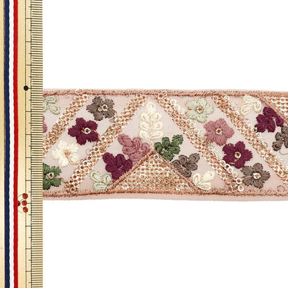 [Aus Menge 5] HandwerkBesätze 『2023 Indischer Stickereibesatz Pink X Purple 3218b]