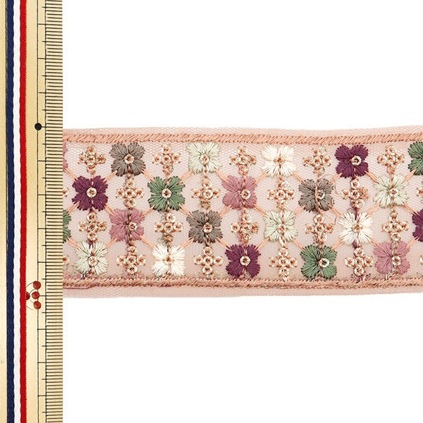 [Aus Menge 5] HandwerkBesätze 『2023 Indischer Stickereibesatz Pink X Purple 3220b]