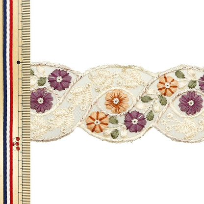 [Aus Menge 5] HandwerkBesätze 『2023 Indischer Stickereibesatz Grün x lila 3292e]