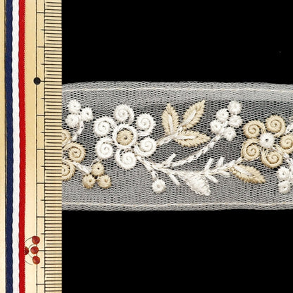 [Aus Menge 5] HandwerkBesätze 『2023 Indischer Stickereibesatz Weiß x weiß 3308#4 "