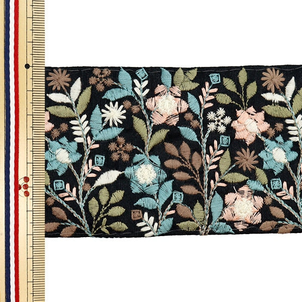 [Aus Menge 5] HandwerkBesätze 『2023 Indischer Stickereibesatz Schwarz x Grün 3358f]