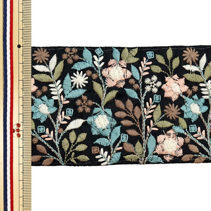 [Aus Menge 5] HandwerkBesätze 『2023 Indischer Stickereibesatz Schwarz x Grün 3358f]