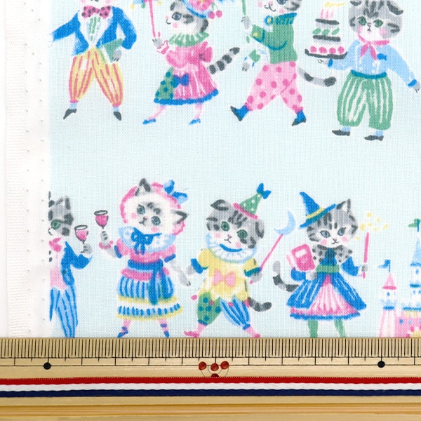 [De la cantidad 5] Fabric "Lienzo colorido Cat Dance Dance Light Blue Cocan-Eho-Lbl" Kokka Kokka