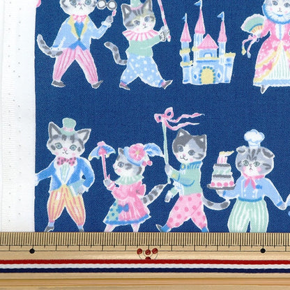 [De la cantidad 5] Fabric "Laderas Coloridas Cat Dance Navy Cocan-Eho-NV" Kokka Kokka