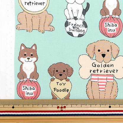 [Aus Menge 5] Stoff 『Oxford Buntes Leinwand Hunde Panel Mint Cocan-Dog-Mi] KOKKA