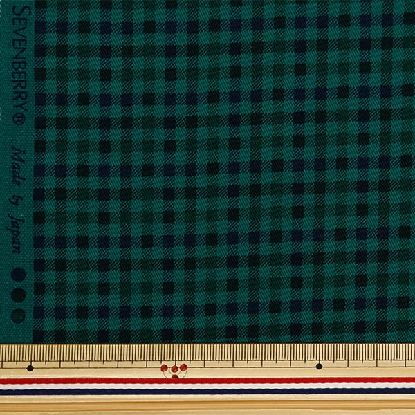 [Da quantità 5] tessuto "twill basic gingham verde x nero 88320-4-3"