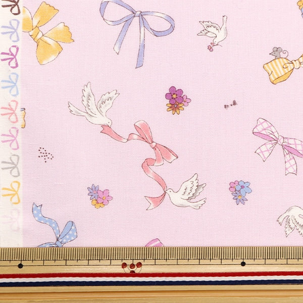 [From quantity 5] Fabric 『Scare Print Printing Ribbon Pink SP2400-2C]