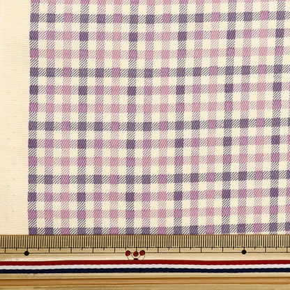 [From quantity 5] Fabric "Twill Basic Gingham Ivory x Lavender 88320-4-8"