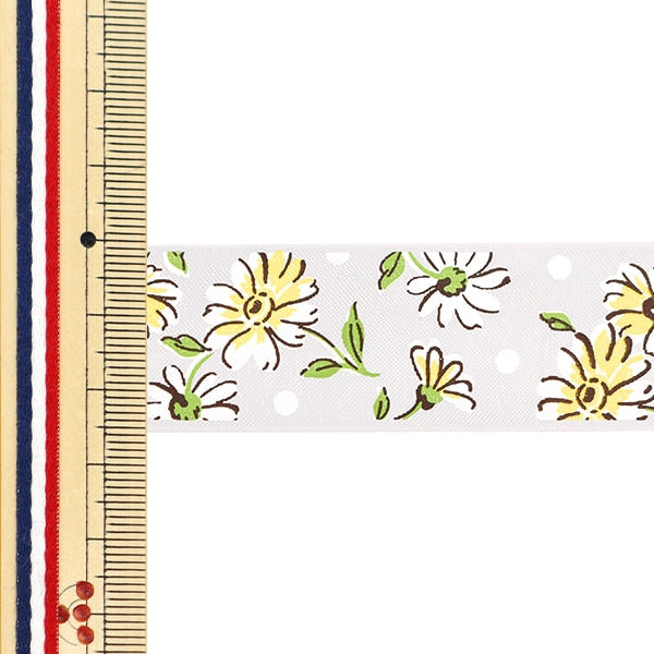 [De la quantité 5] Ruban "Organdy Daisy 14e couleur environ 2,5 cm de largeur 0233" Aoyamaribbon AoyamaRuban