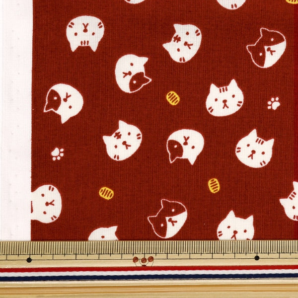 [Aus Menge 5] Stoff "Skare Print Fukufuku Neko Face Red Sqfffcata-1c"