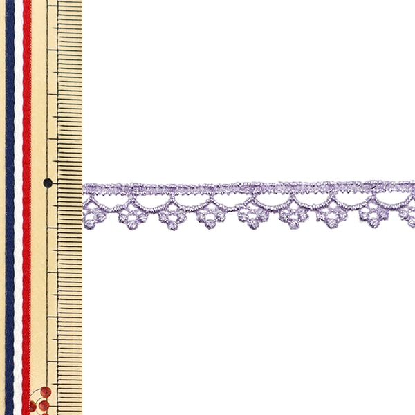 【数量5から】 レースリボンテープ 『シルバーラメケミカルレース 幅約9mm ラベンダー 875005S-33』