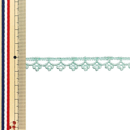【数量5から】 レースリボンテープ 『シルバーラメケミカルレース 幅約9mm ミルキーグリーン 875005S-36』