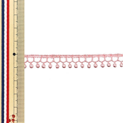 【数量5から】 レースリボンテープ 『シルバーラメケミカルレース 幅約11mm ミルキーピンク 875008S-31』