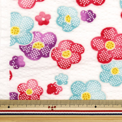 [From quantity 5] Fabric "Ripple button Flower White 38130-1A"