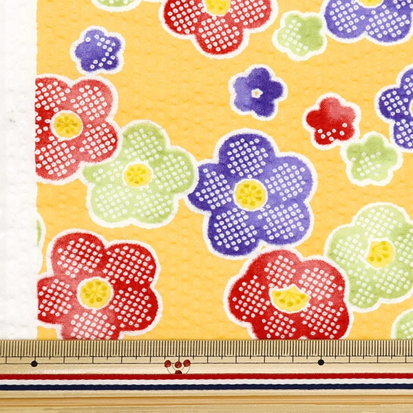 [From quantity 5] Fabric "Ripple button flower yellow 38130-1D"