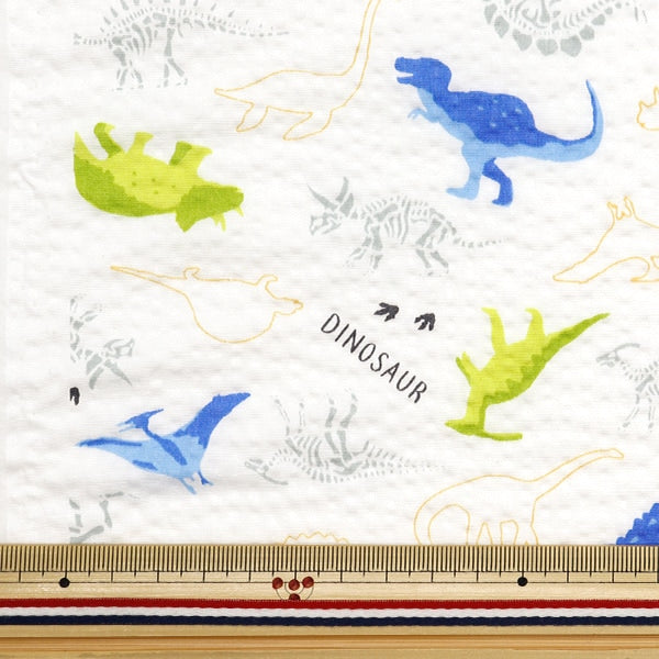 [From quantity 5] Fabric "Ripple Dinosaur White 38130-6A"