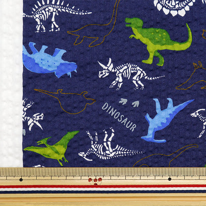 [From quantity 5] Fabric "Ripple Dinosaur Navy 38130-6E"