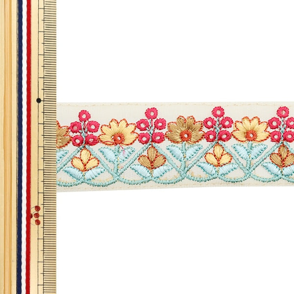 [Dalla quantità 5] artigianatoTrim "2024 Rifiniture per ricamo indiano Beige x giallo m-101#5"