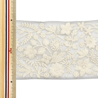 [De la cantidad 5] ArtilleraRibete "2024 Ribete bordado indio Gris x blanco M-111#4"