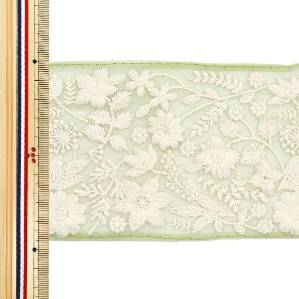 [De la cantidad 5] ArtilleraRibete "2024 Ribete bordado indio Verde x blanco M-111#8"