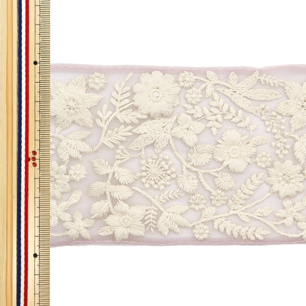 [De la cantidad 5] ArtilleraRibete "2024 Ribete bordado indio Rosa x blanco M-111#11"