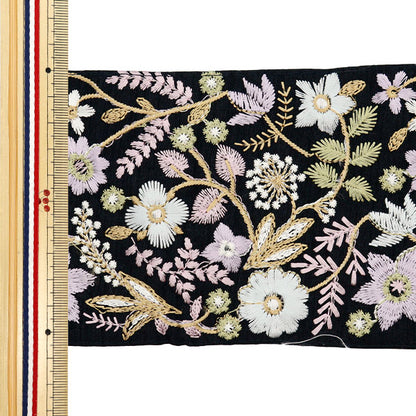 [De la cantidad 5] ArtilleraRibete "2024 Ribete bordado indio Black X Purple M-111A"