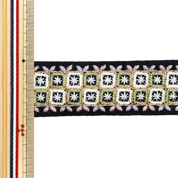 [De la cantidad 5] ArtilleraRibete "2024 Ribete bordado indio Black X Purple M-114a"