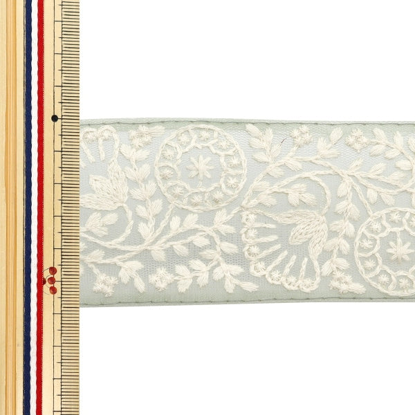 [De la cantidad 5] ArtilleraRibete "2024 Ribete bordado indio Verde x blanco M-115#1"