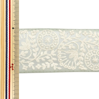 [De la cantidad 5] ArtilleraRibete "2024 Ribete bordado indio Verde x blanco M-115#1"