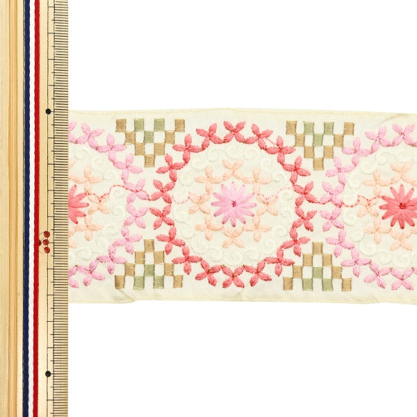 [Dalla quantità 5] artigianatoTrim "2024 Rifiniture per ricamo indiano Beige x rosa M-122b"