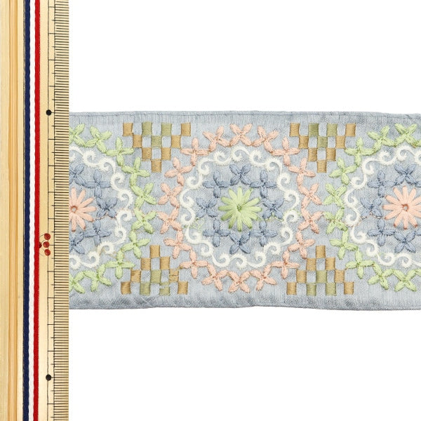 [De la cantidad 5] ArtilleraRibete "2024 Ribete bordado indio Gris x verde M-122K"