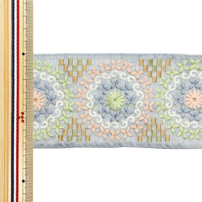 [De la cantidad 5] ArtilleraRibete "2024 Ribete bordado indio Gris x verde M-122K"