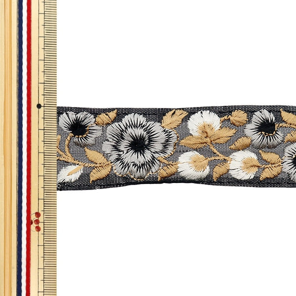 [De la cantidad 5] ArtilleraRibete "2024 Ribete bordado indio Black X Gray M-134a"