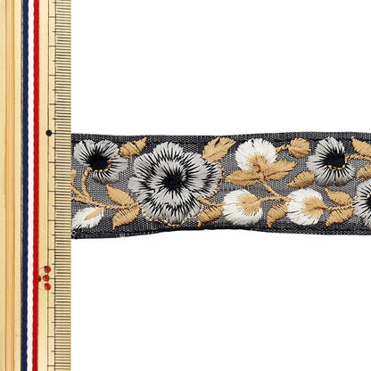 [De la cantidad 5] ArtilleraRibete "2024 Ribete bordado indio Black X Gray M-134a"