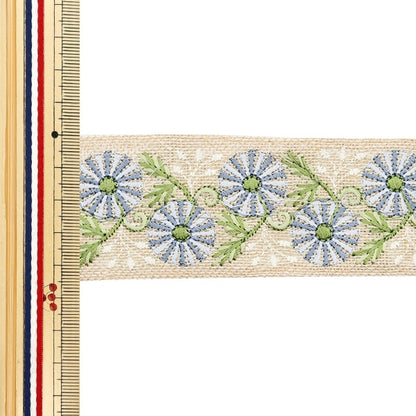 [De la cantidad 5] ArtilleraRibete "2024 Ribete bordado indio Beige x gris M-136#2"