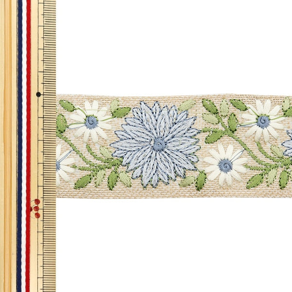 [De la cantidad 5] ArtilleraRibete "2024 Ribete bordado indio Beige x gris M-137#2"