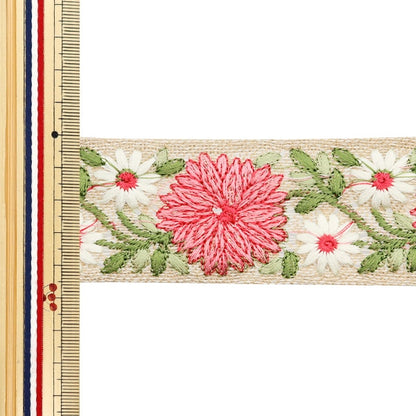 [Из количества 5] ремесленникОтделка "2024 Отделка для индийской вышивки Бежевый x Pink M-137#4"