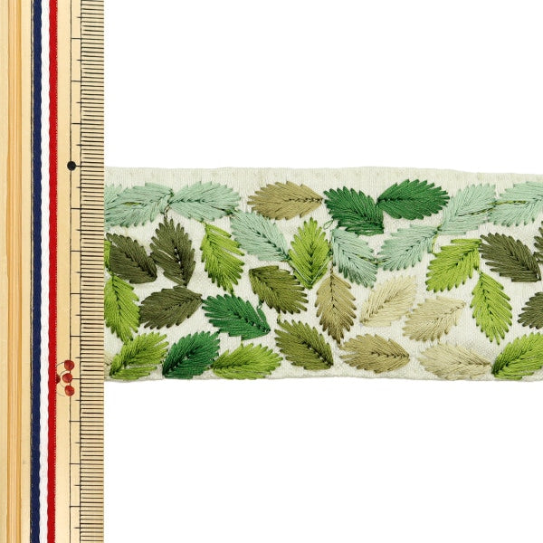 [From quantity 5] HandicraftTrim 『2024 Indian embroidery trim Green x Green M-151F]